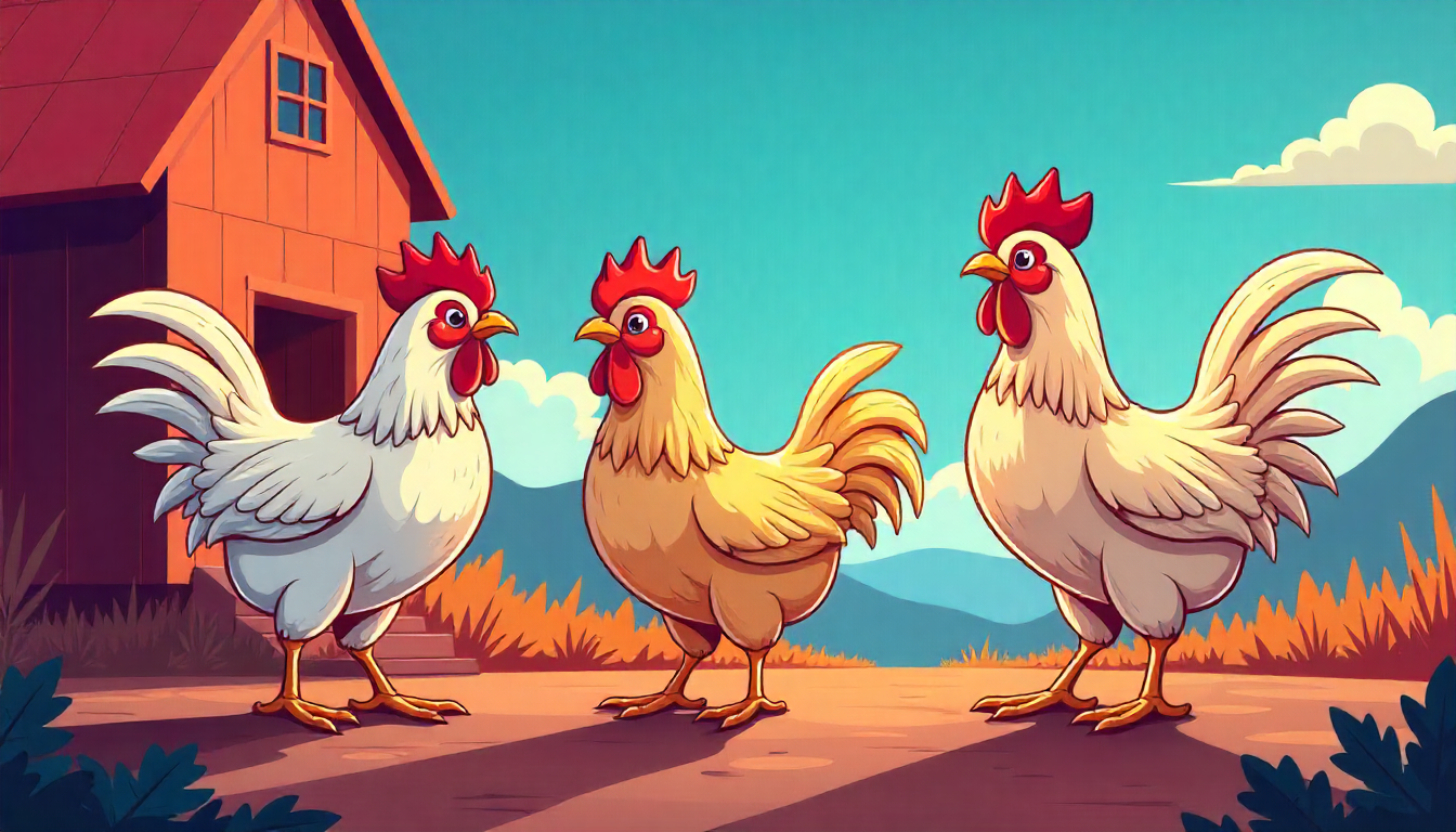 An infographic illustrating various feather patterns and colors found among diverse chicken species.